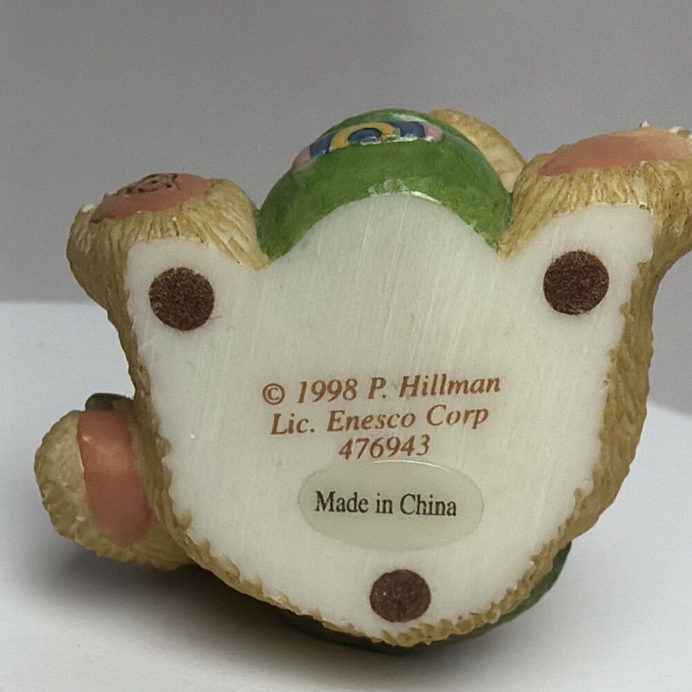Enesco P. Hillman 1998 St. Patrick's Day Mini Bear Figurine Bowl Shamrock 476943 - Picture 5 of 5